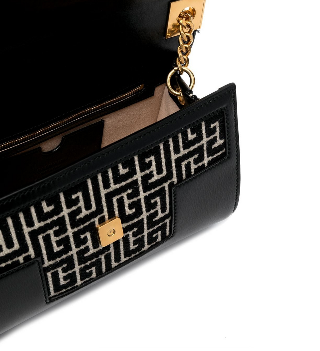 BALMAIN MEDIUM 1945 MONOGRAM JACQUARD SHOULDER BAG