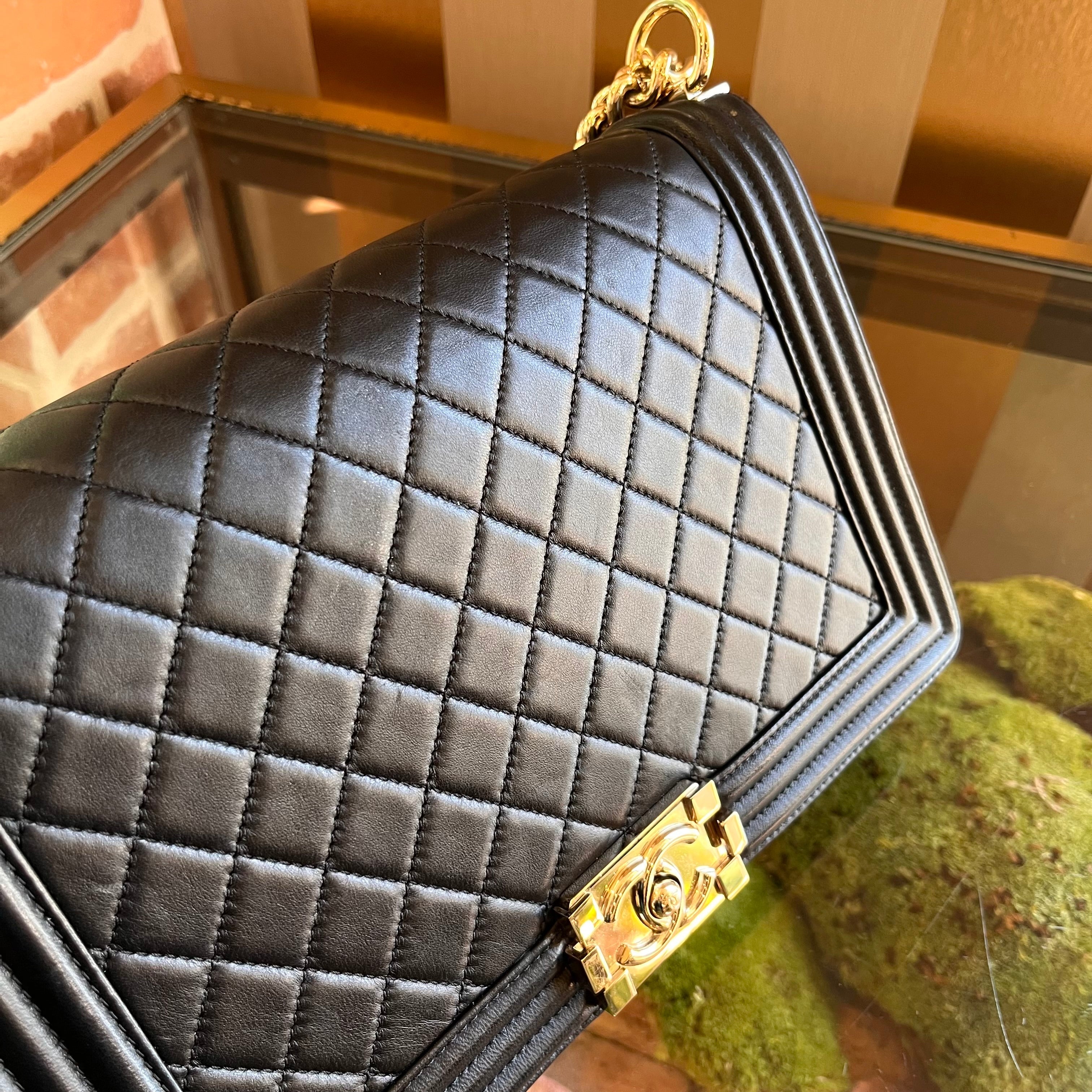 CHANEL Boy New Medium Black Lambskin Shoulder Bag