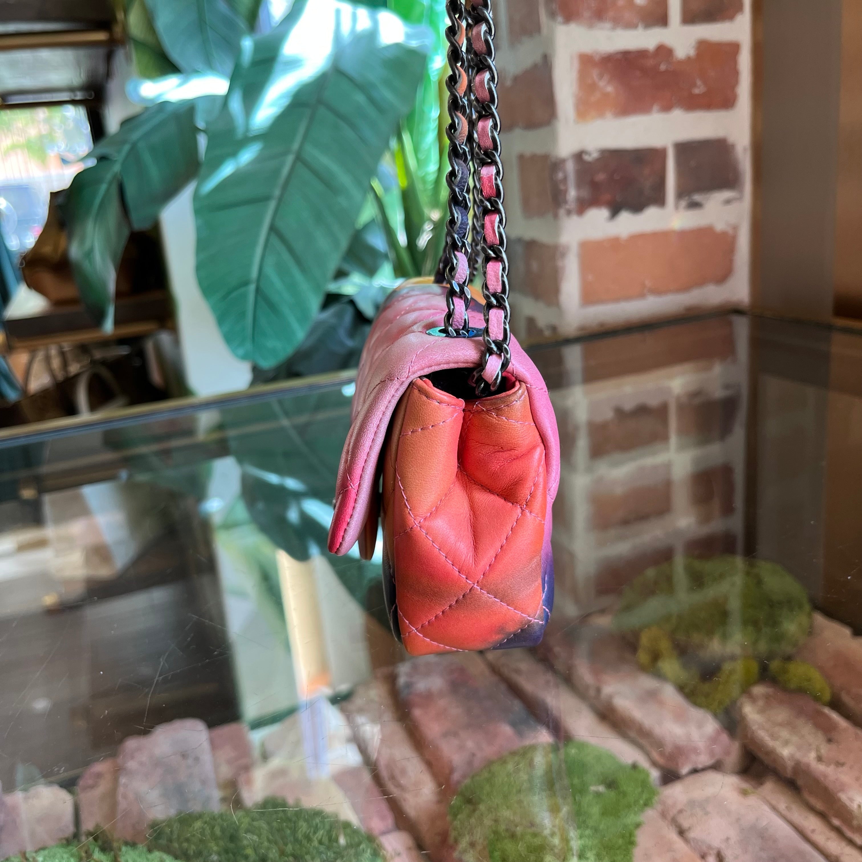 CHANEL Flower Power Extra Mini Quilted Lambskin Flap Shoulder Bag