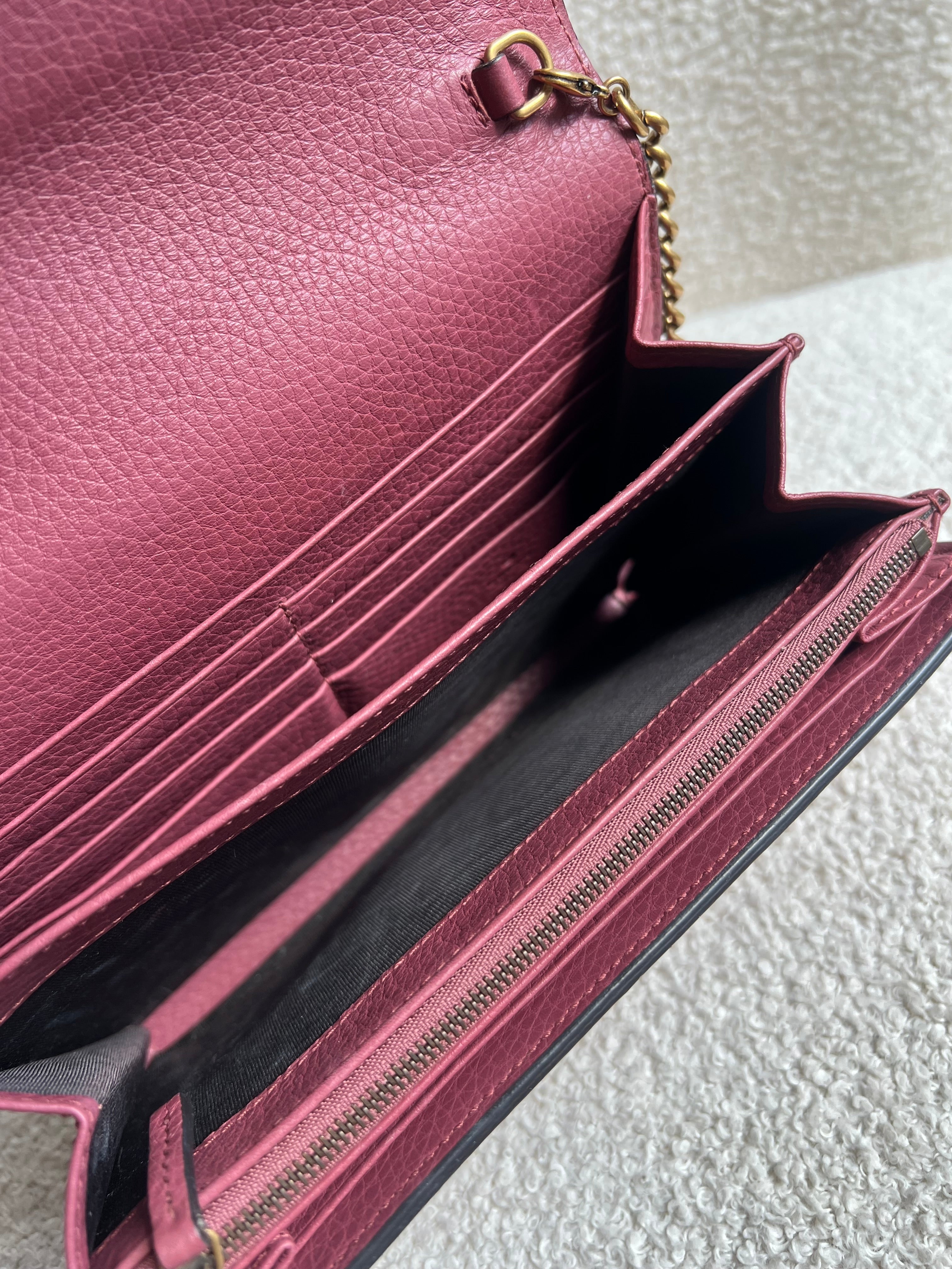 Gucci Rose Pink GG Marmont Chain Wallet (RRP £1195)
