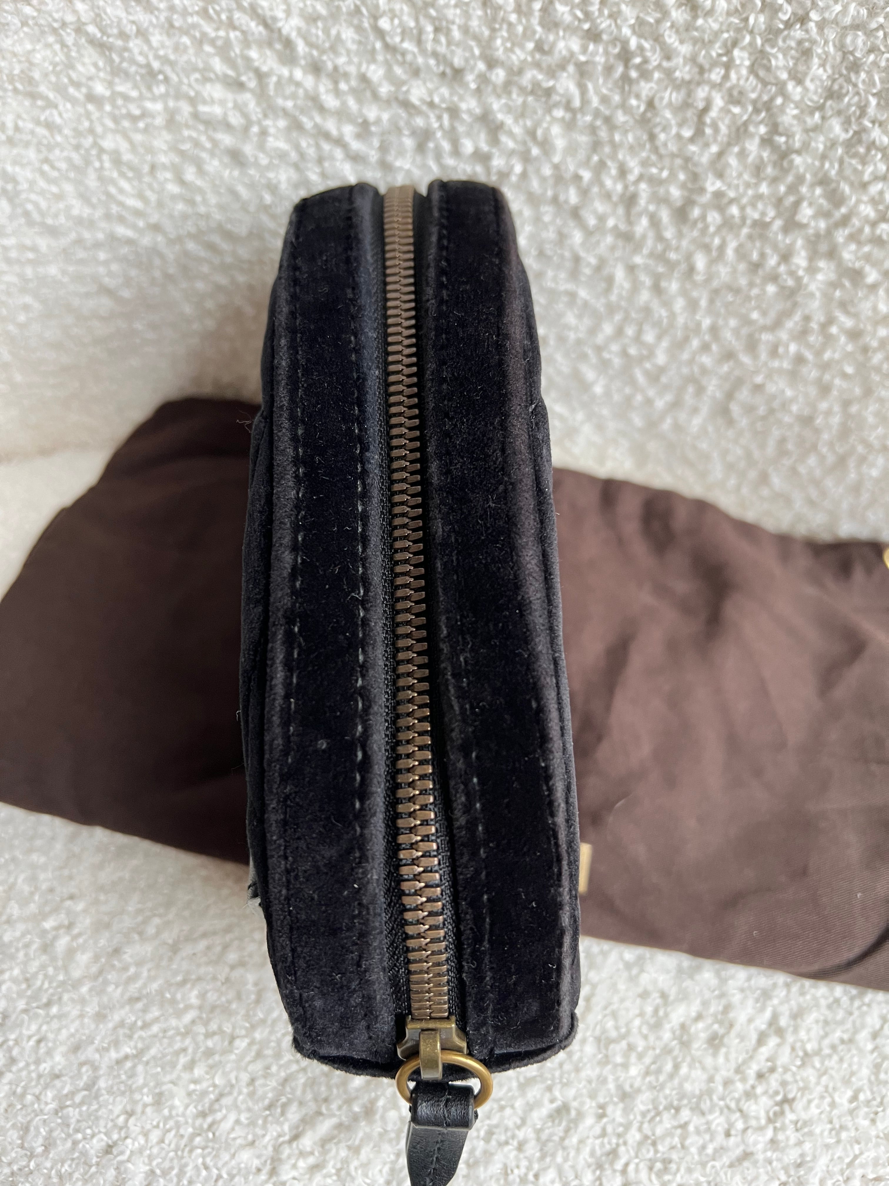 Gucci GG Black Velvet Marmont Belt Bag