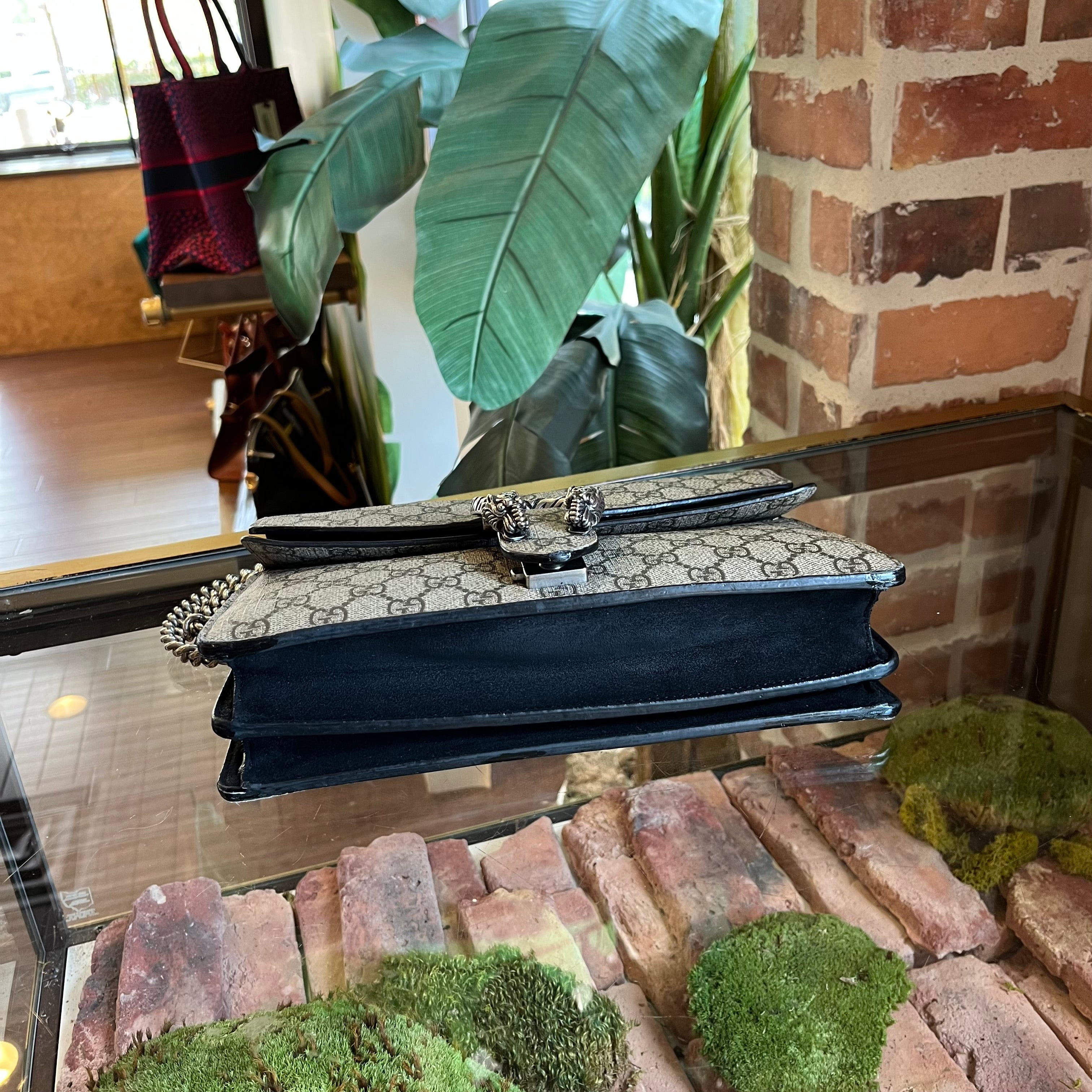 GUCCI Small Dionysus Black GG Supreme Monogram Shoulder Bag