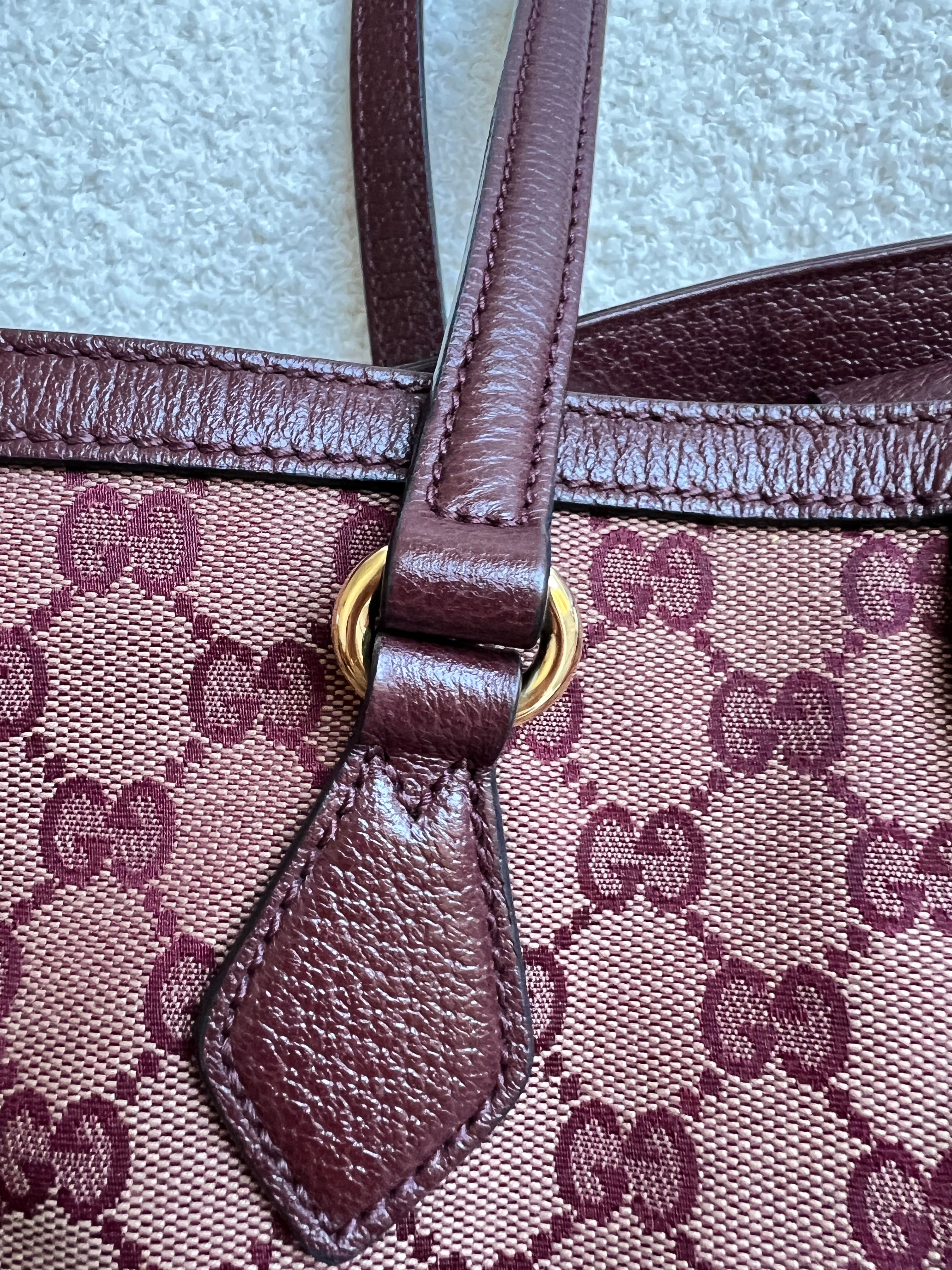 Gucci Burgundy Ophidia GG Supreme Medium Tote