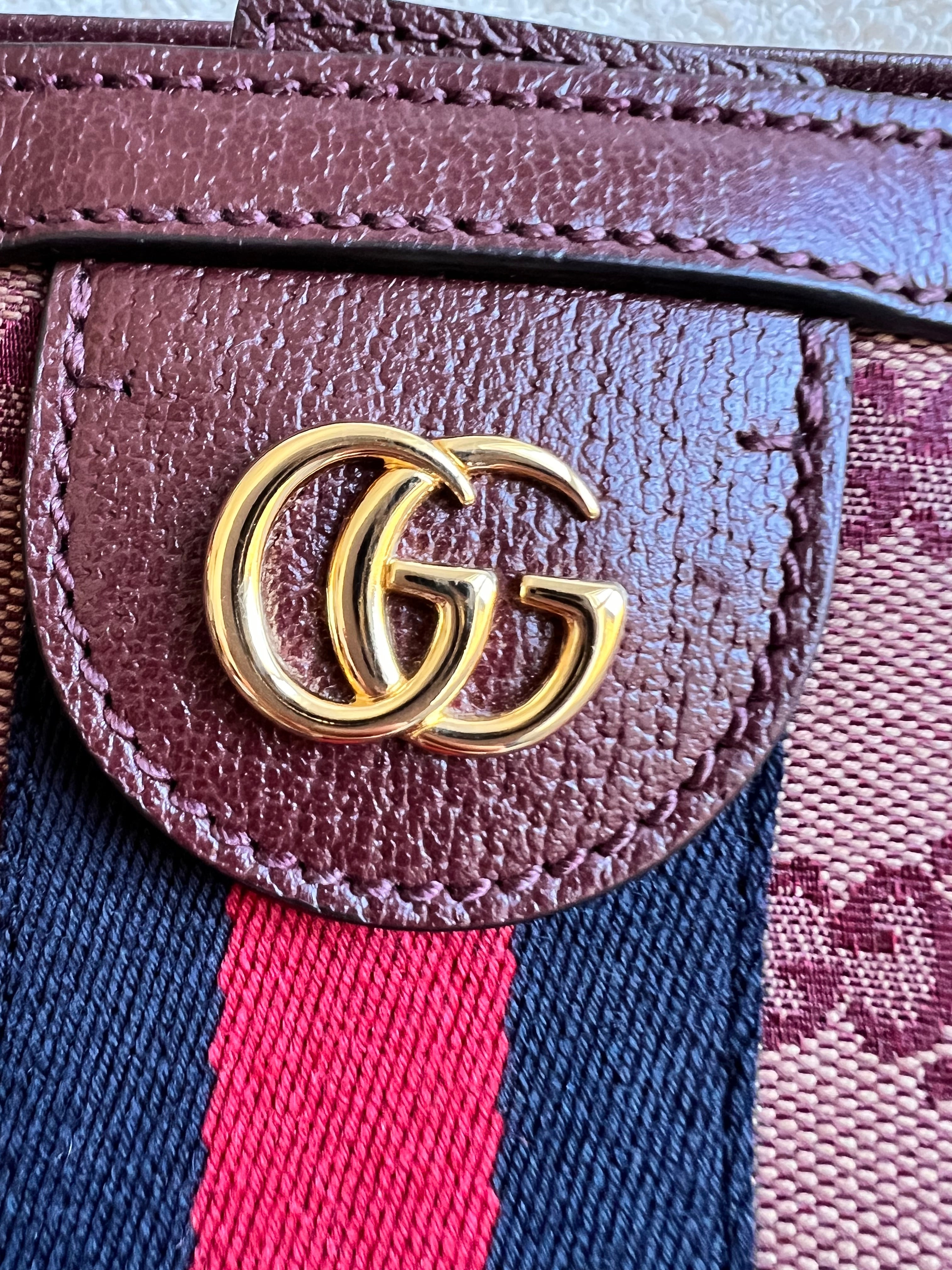 Gucci Burgundy Ophidia GG Supreme Medium Tote