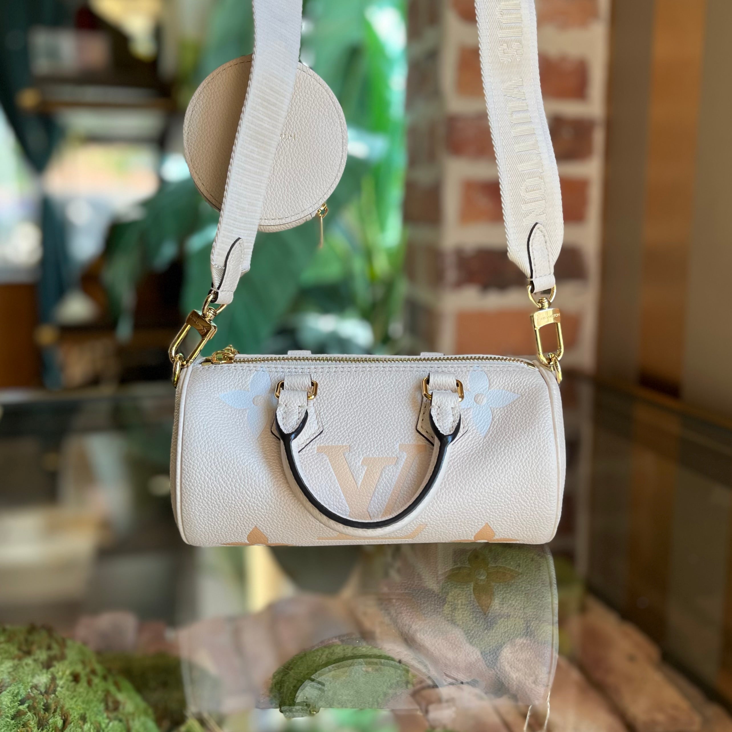 LOUIS VUITTON By the Pool Papillon BB Cream Monogram Empreinte Leather Satchel Bag