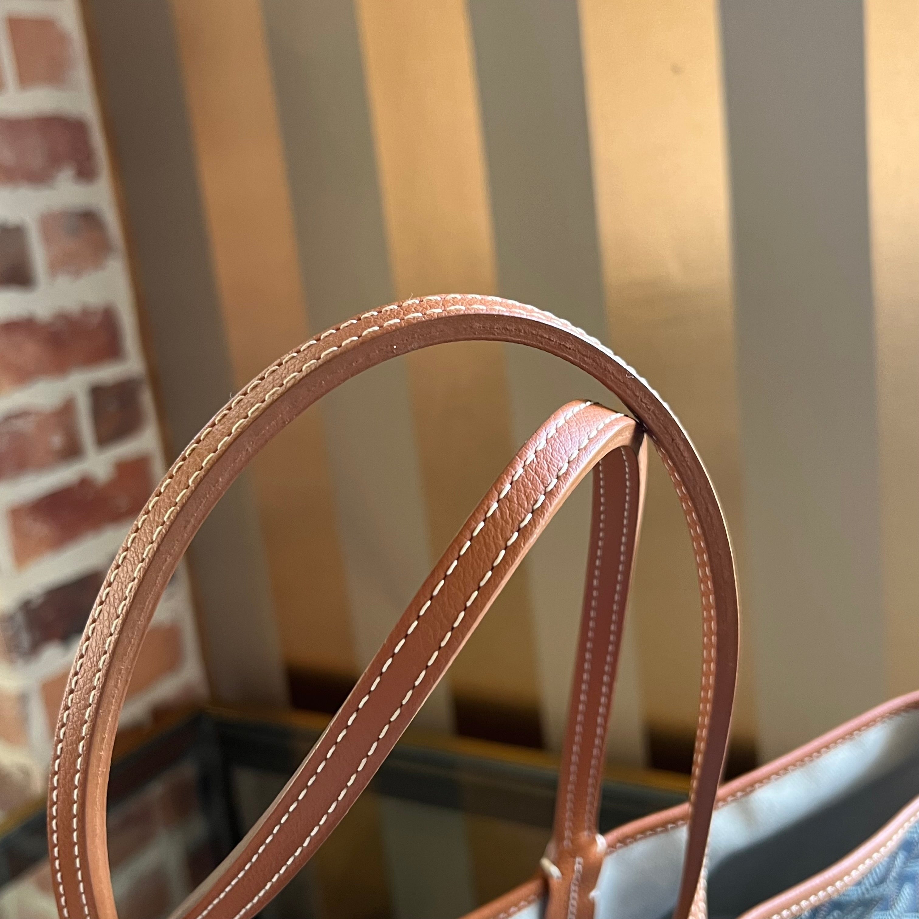 GOYARD Saint Louis PM Black Goyardine Canvas Chevroches Calfskin Tote