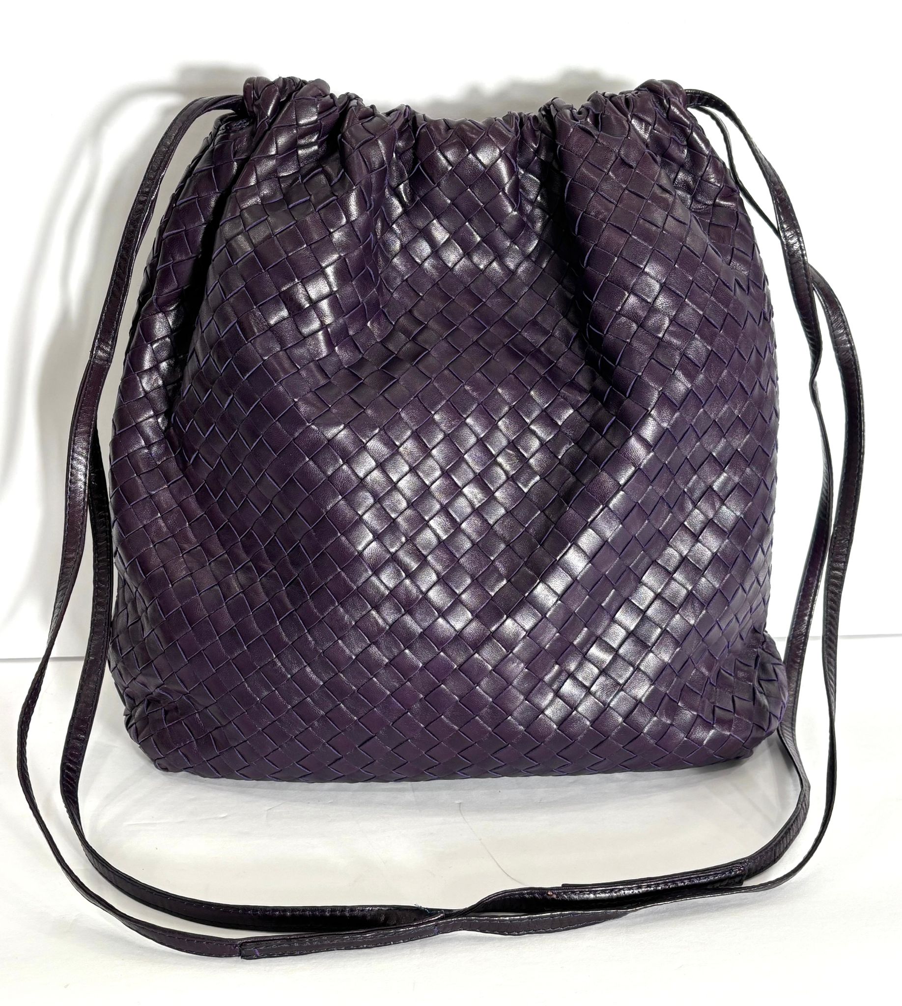 BOTTEGA VENETA INTRECCIATO WOVEN NAPPA LEATHER DRAWSTRING BAG