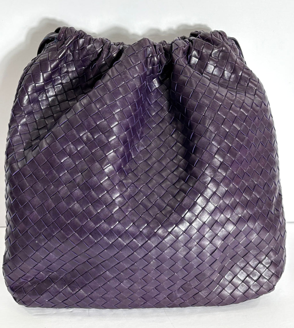 BOTTEGA VENETA INTRECCIATO WOVEN NAPPA LEATHER DRAWSTRING BAG