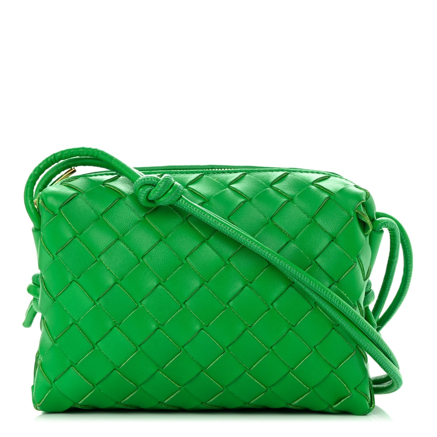 BOTTEGA VENETA NAPPA LEATHER INTECCIATO MINI LOOP CAMERA BAG PARAKEET
