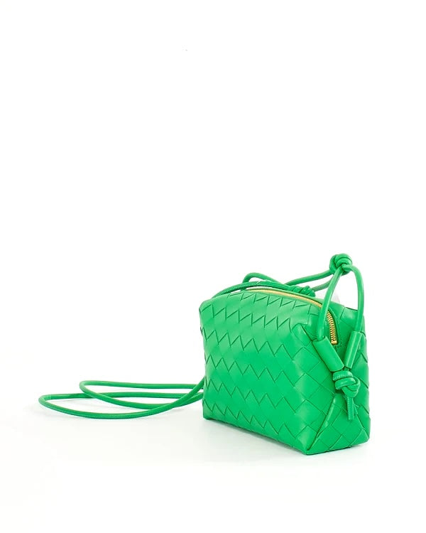 BOTTEGA VENETA NAPPA LEATHER INTECCIATO MINI LOOP CAMERA BAG PARAKEET
