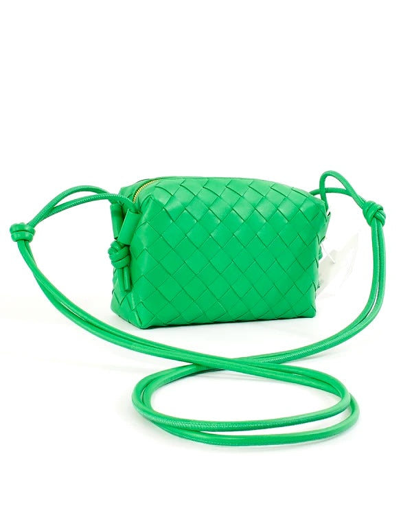BOTTEGA VENETA NAPPA LEATHER INTECCIATO MINI LOOP CAMERA BAG PARAKEET