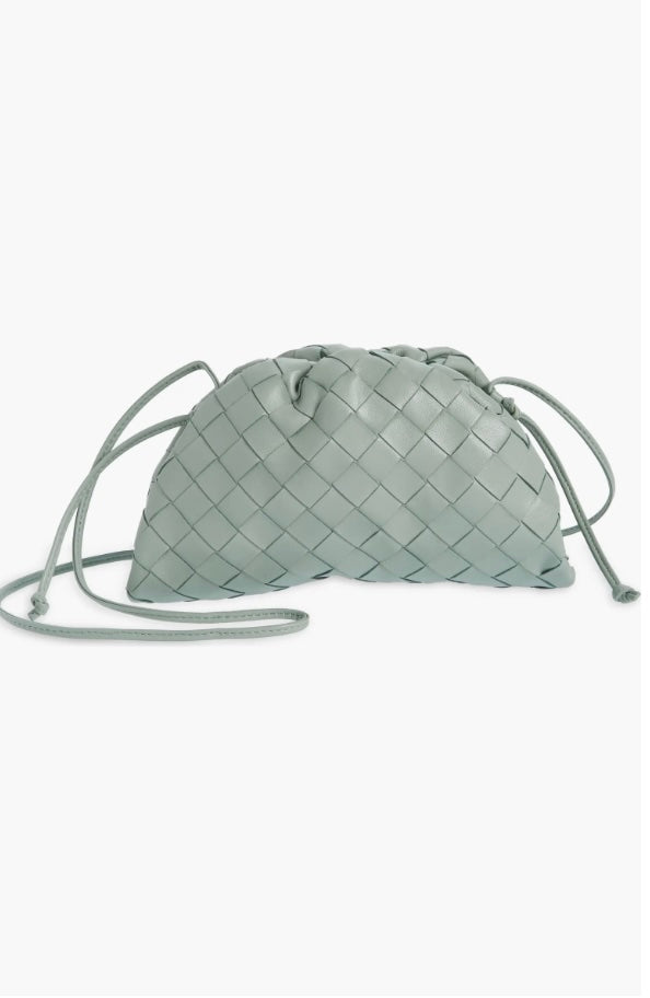 BOTTEGA VENETA SMALL LAMBSKIN LEATHER CLUTCH SHOULDER BAG