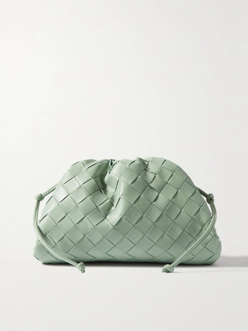 BOTTEGA VENETA SMALL LAMBSKIN LEATHER CLUTCH SHOULDER BAG