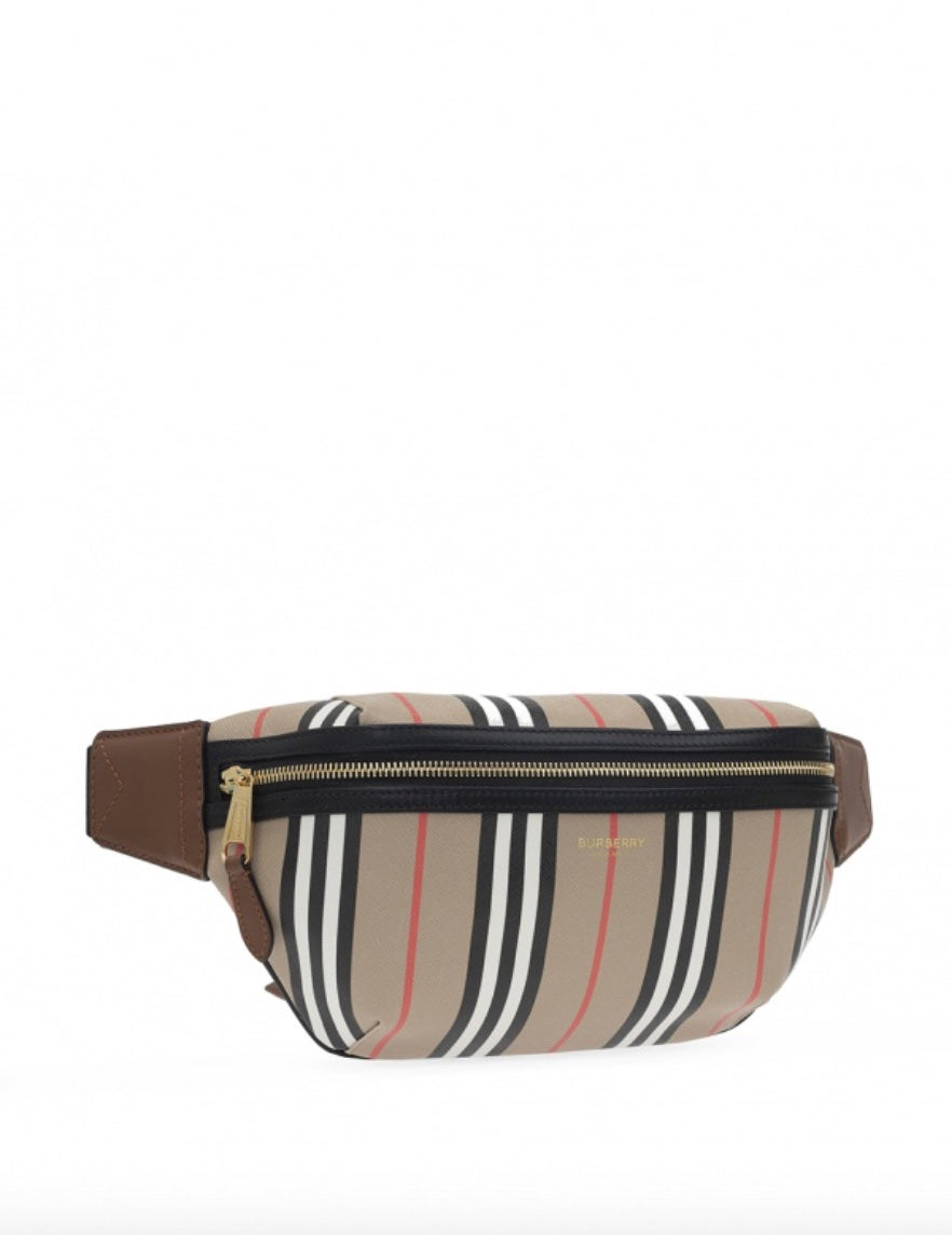 BURBERRY E-CANVAS ICON STRIPE SONNY BUM BAG