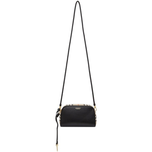BURBERRY CALFSKIN LEATHER VINTAGE CHECK HALF CUBE CROSSBODY