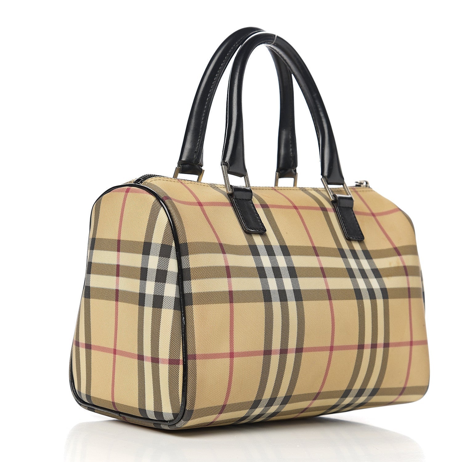 BURBERRY CANVAS GOUSE CHECK BOSTON HANDBAG