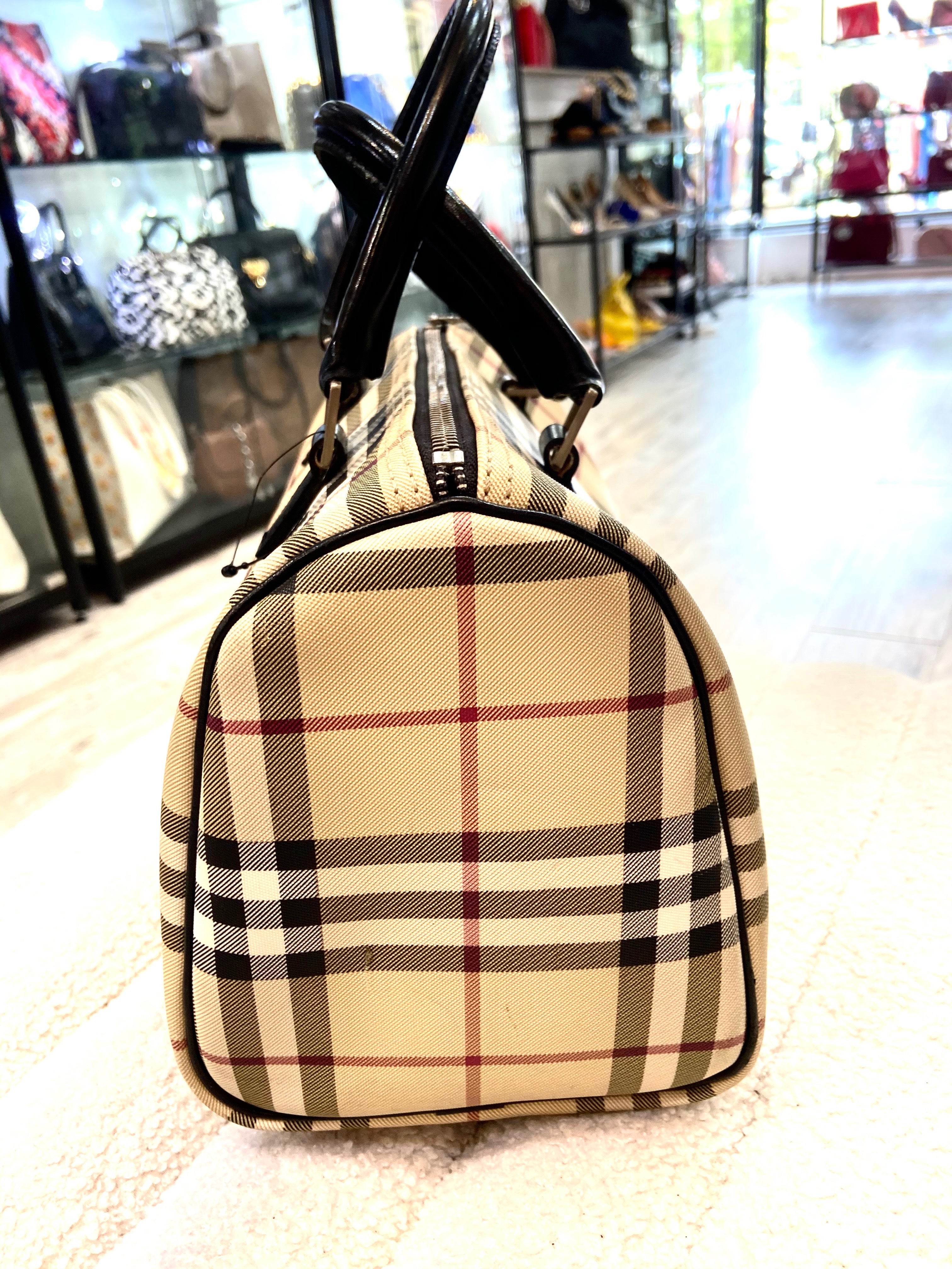 BURBERRY CANVAS GOUSE CHECK BOSTON HANDBAG