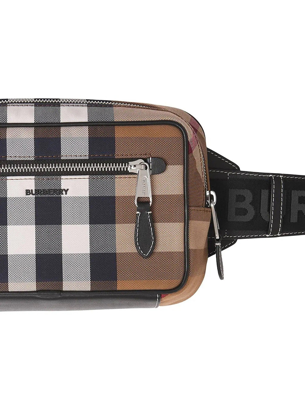 BURBERRY CHECK PRINT CANVAS & LEATHER BELT BAG