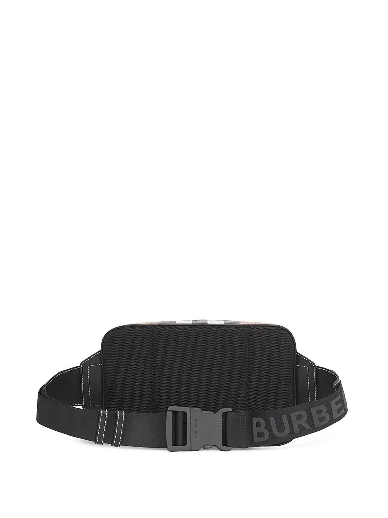 BURBERRY CHECK PRINT CANVAS & LEATHER BELT BAG