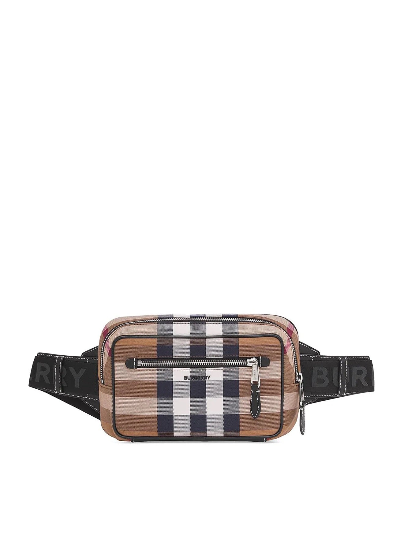 BURBERRY CHECK PRINT CANVAS & LEATHER BELT BAG