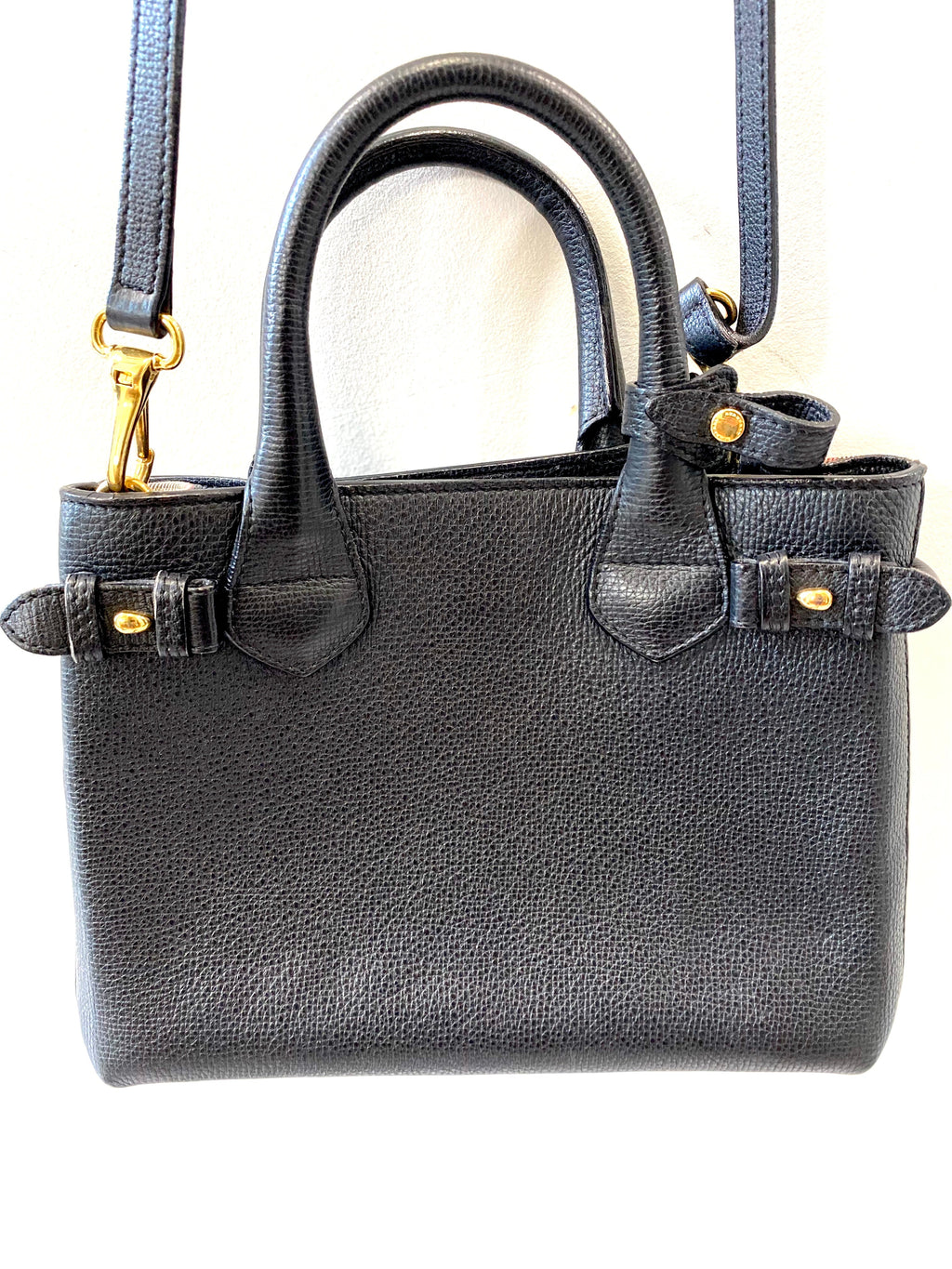 BURBERRY DERBY CALFSKIN HOUSE CHECK BABY BANNER TOTE BAG