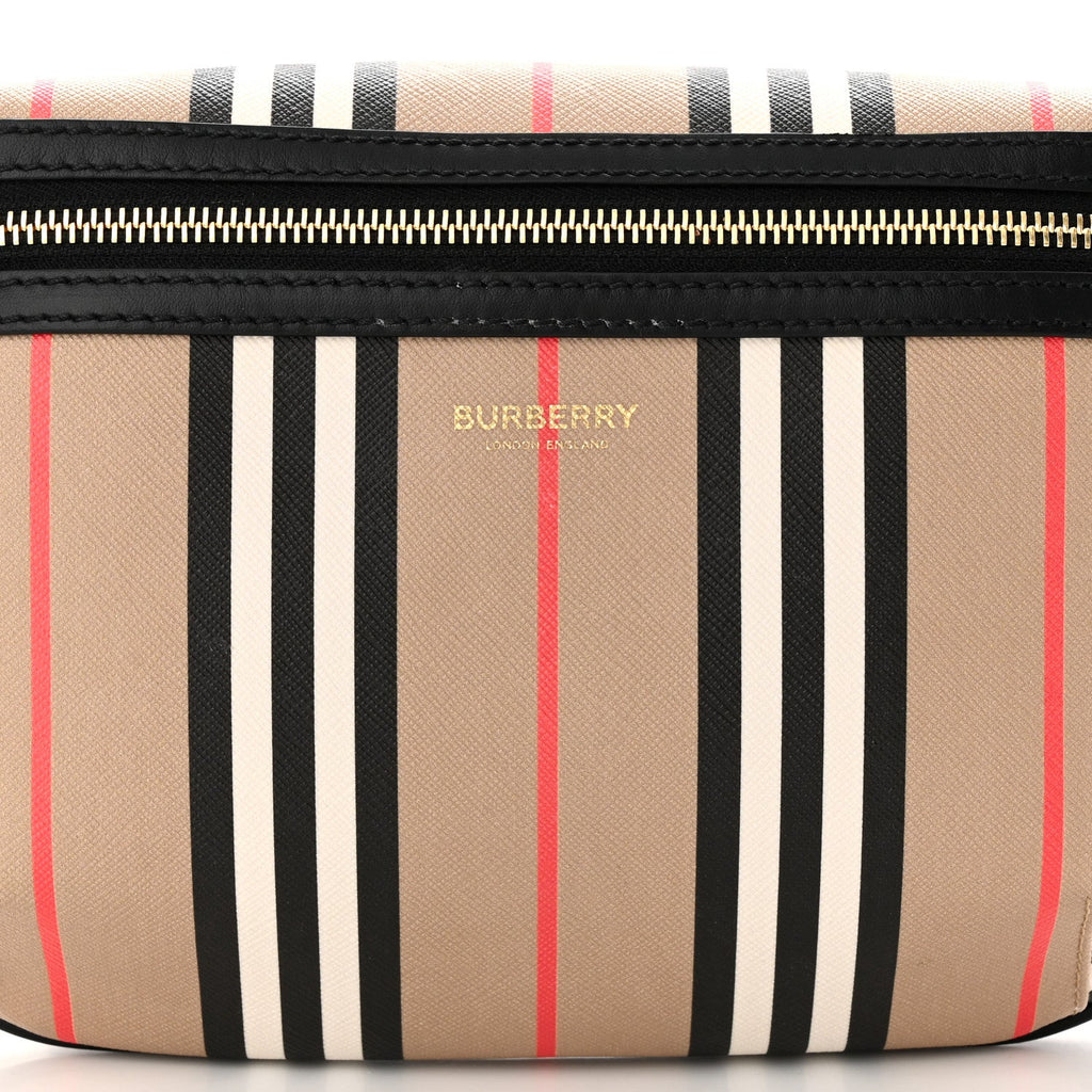BURBERRY SONNY ICON STRIPE E-CANVAS BELT BAG