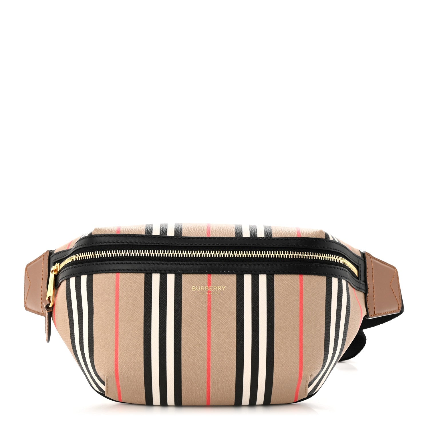 BURBERRY SONNY ICON STRIPE E-CANVAS BELT BAG