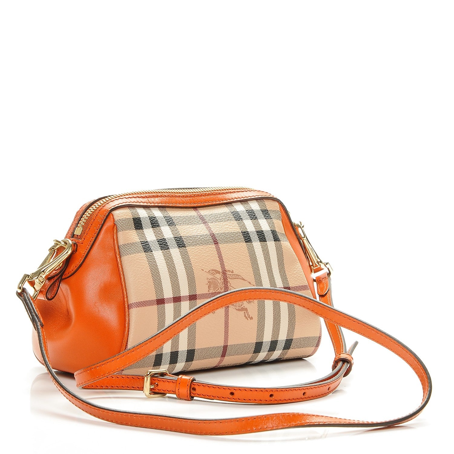 BURBERRY BURNT AMBER HAYMARKET CHECK MINI BLAZE CROSSBODY BAG