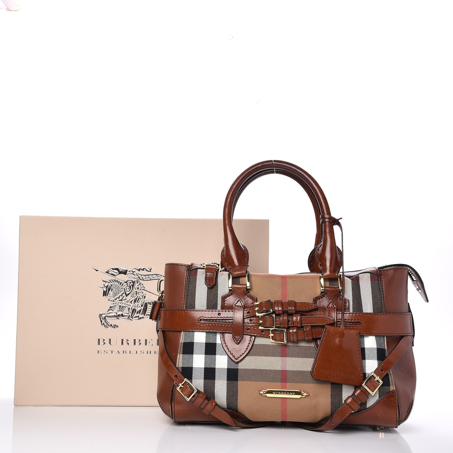 BURBERRY HOUSE CHECK BRIDLE GLADSTONE BAG