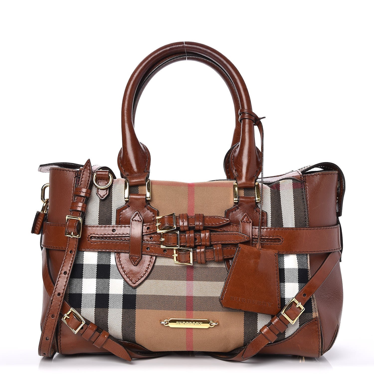 BURBERRY HOUSE CHECK BRIDLE GLADSTONE BAG