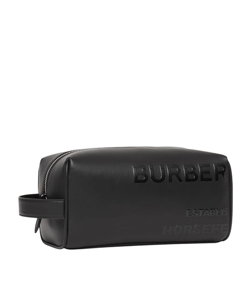 BURBERRY LEATHER HORSEFERRY TOILETRY BAG