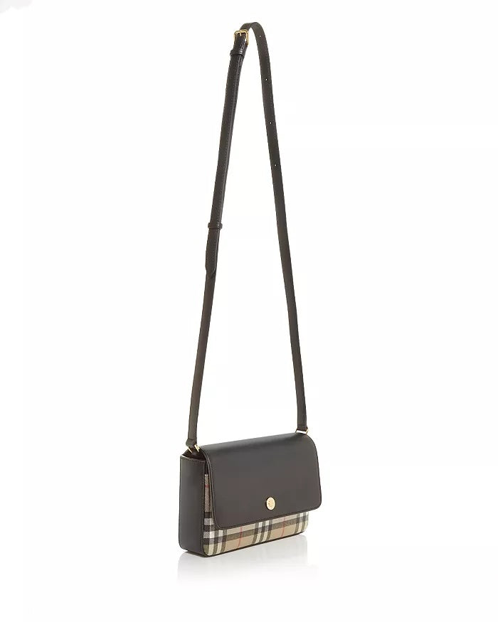 BURBERRY NEW HAMPSHIRE CHECK LEATHER CROSSBODY BAG