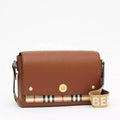 BURBERRY NOTE NOVA CHECK GRAINED CALFSKIN CROSSBODY BAG