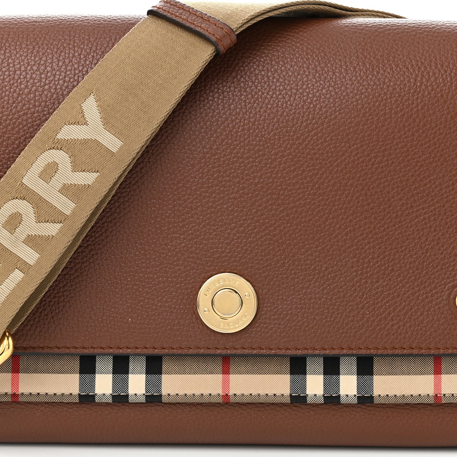 BURBERRY NOTE NOVA CHECK GRAINED CALFSKIN CROSSBODY BAG