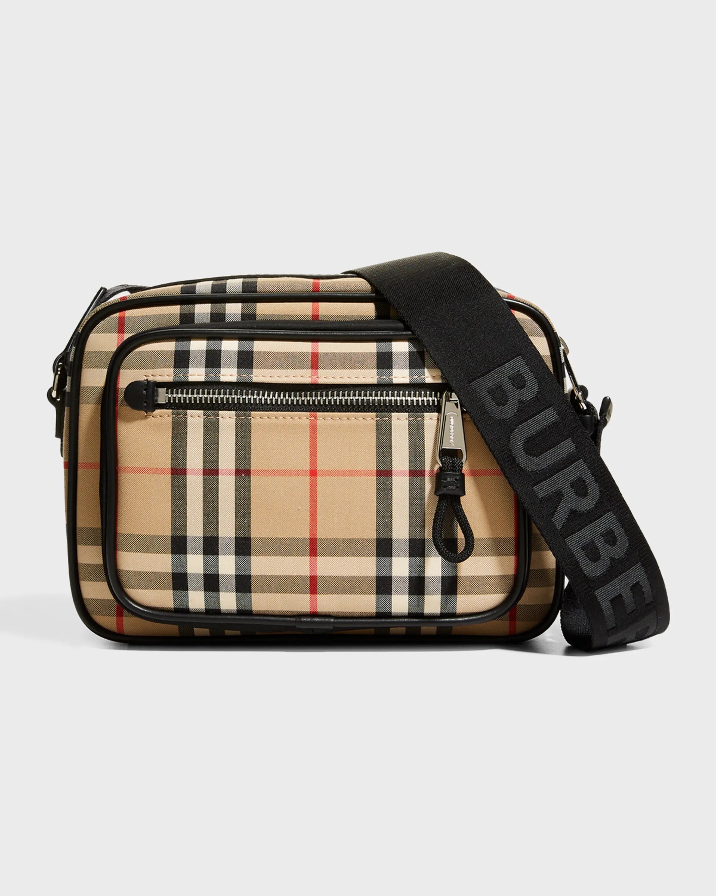 BURBERRY VINTAGE CHECK & LEATHER CROSSBODY BAG