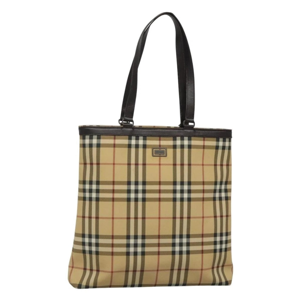 BURBERRY VINTAGE NOVA CHECK PVC & LEATHER TOTE BAG