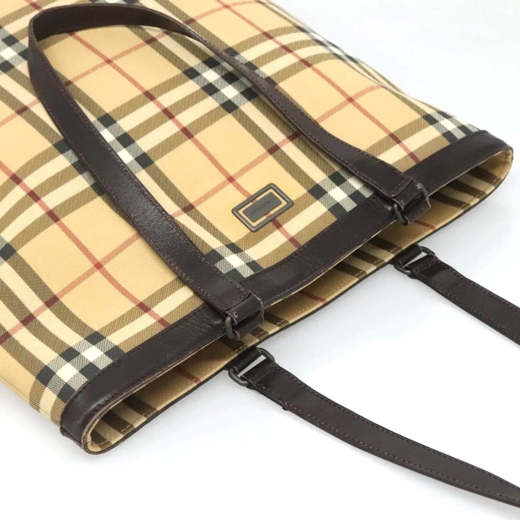 BURBERRY VINTAGE NOVA CHECK PVC & LEATHER TOTE BAG