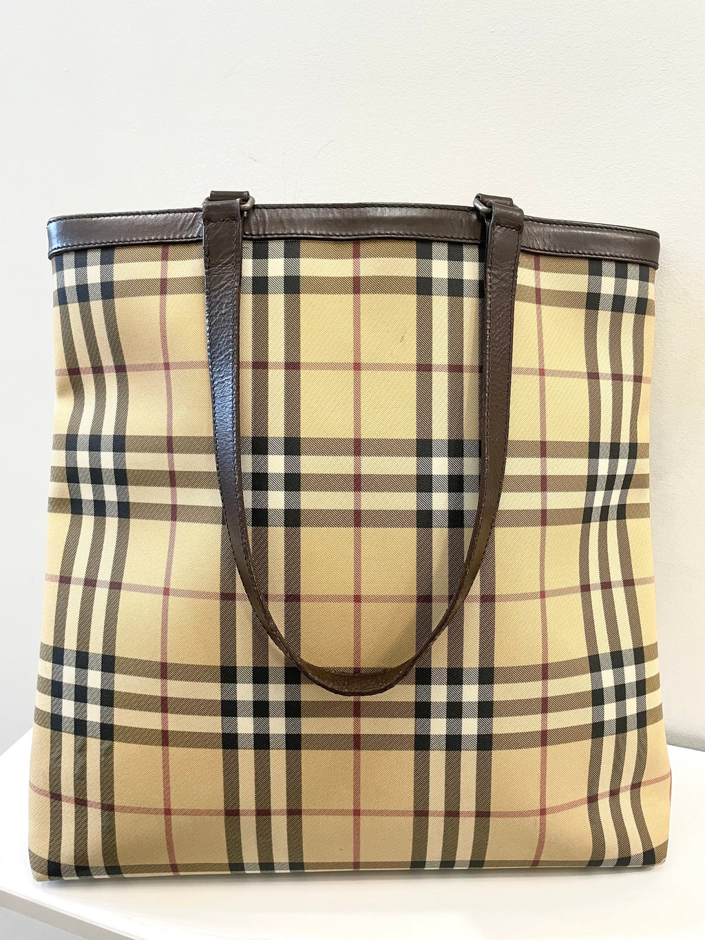 BURBERRY VINTAGE NOVA CHECK PVC & LEATHER TOTE BAG