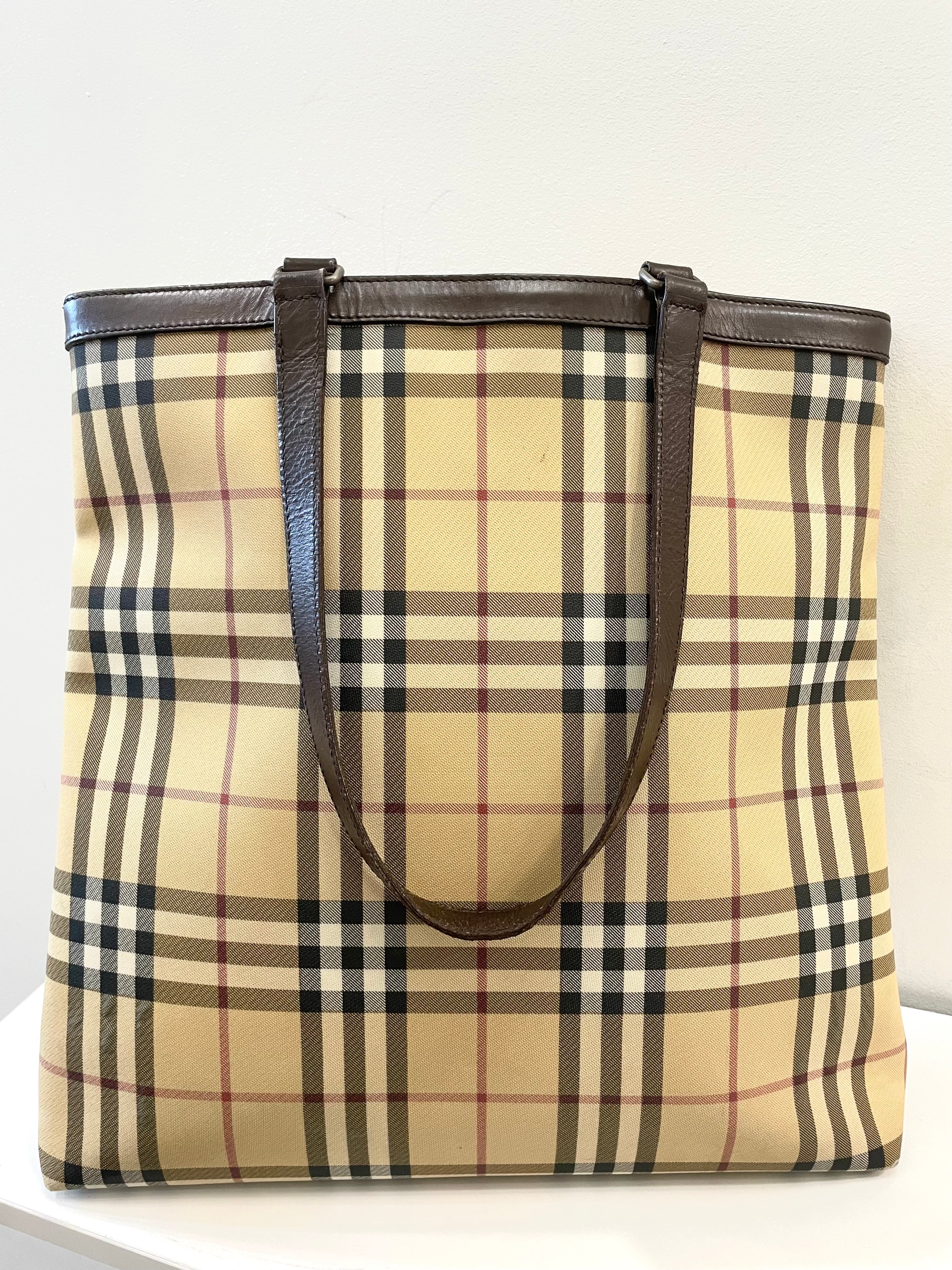BURBERRY VINTAGE NOVA CHECK PVC & LEATHER TOTE BAG