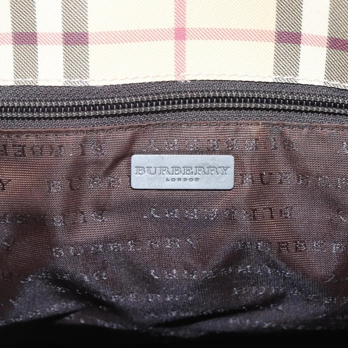 BURBERRY VINTAGE NOVA CHECK PVC & LEATHER TOTE BAG