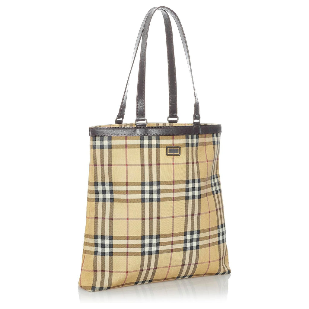 BURBERRY VINTAGE NOVA CHECK PVC & LEATHER TOTE BAG