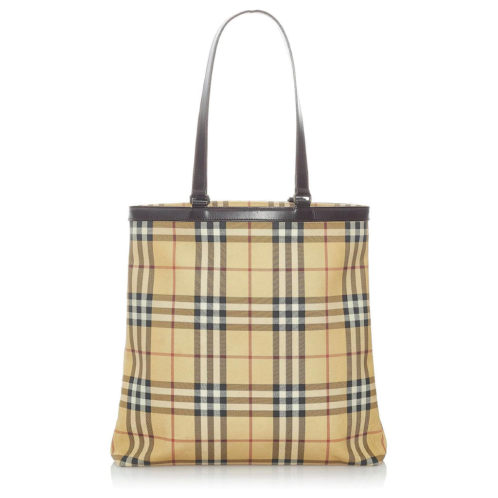 BURBERRY VINTAGE NOVA CHECK PVC & LEATHER TOTE BAG