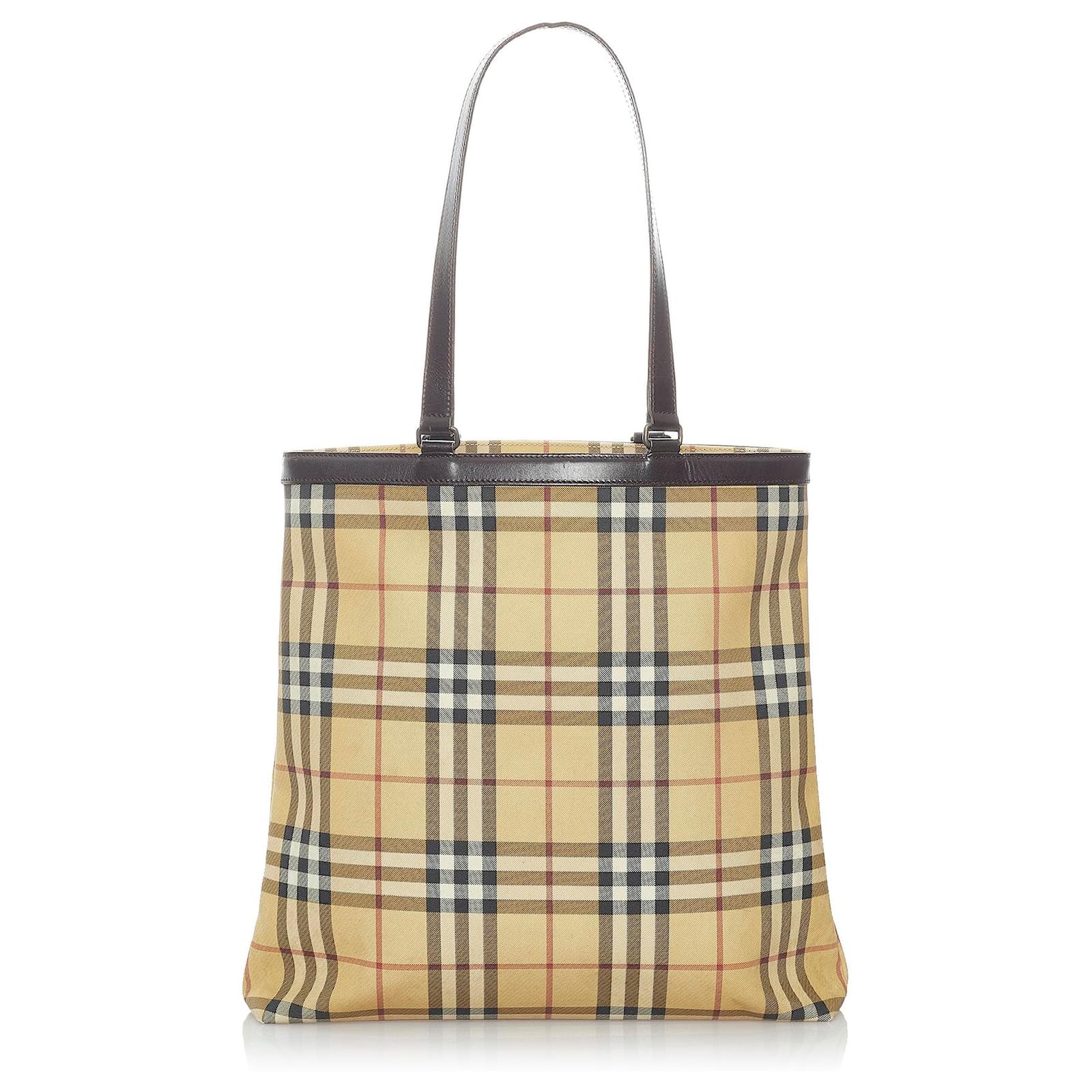 BURBERRY VINTAGE NOVA CHECK PVC & LEATHER TOTE BAG