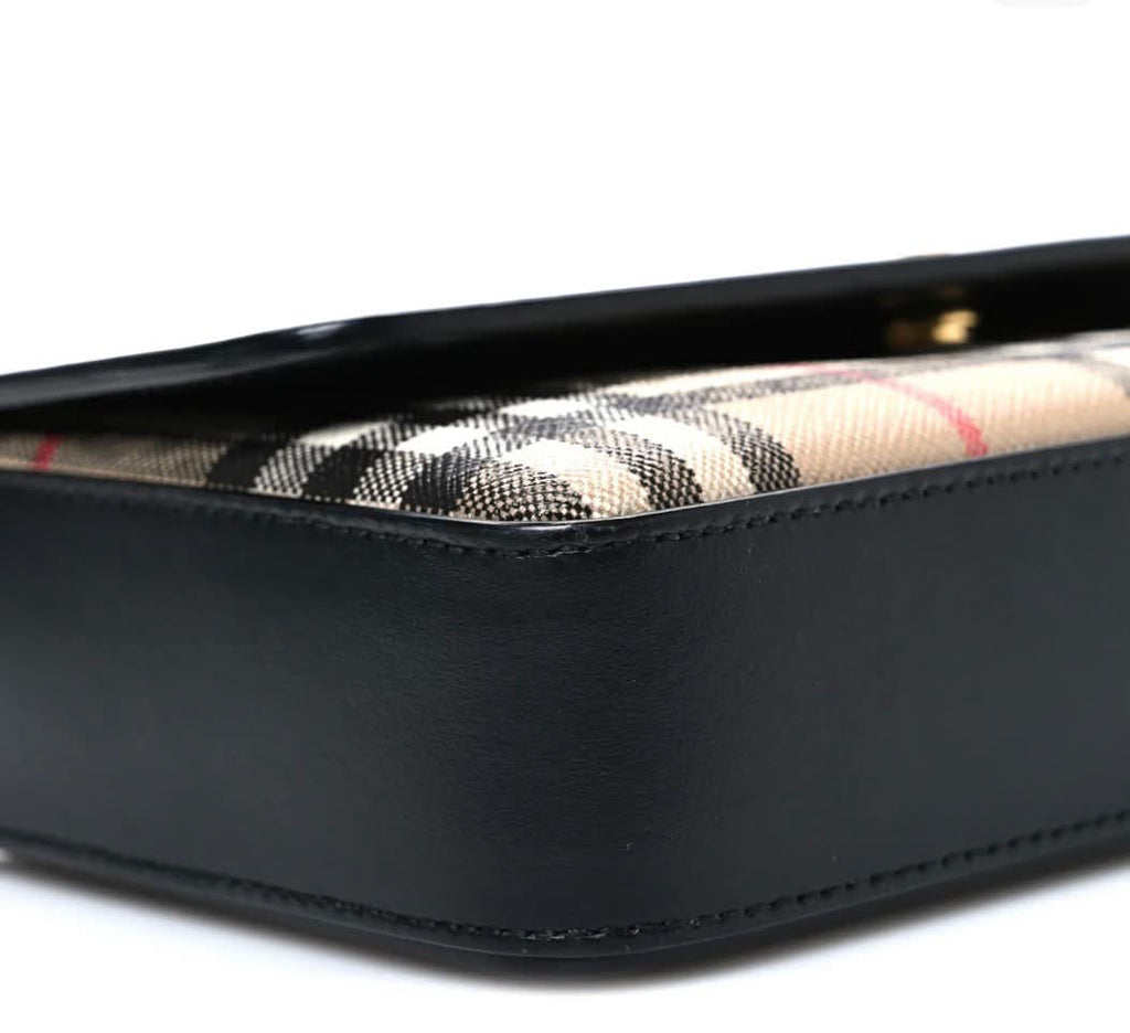 BURBERRY NEW HAMPSHIRE CHECK LEATHER CROSSBODY BAG
