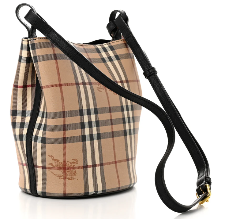 BURBERRY HAYMARKET CHECK BUCKET CROSSBODY BAG