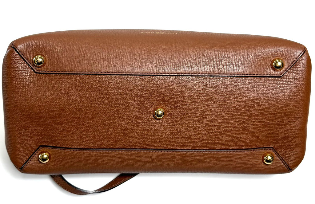BURBERRY MEDIUM BANNER HOUSE CHECK CALFSKIN LEATHER TOTE BAG