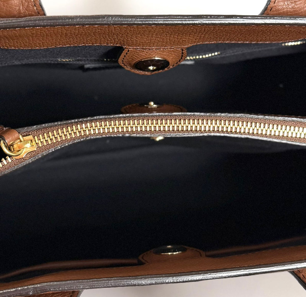 BURBERRY MEDIUM BANNER HOUSE CHECK CALFSKIN LEATHER TOTE BAG