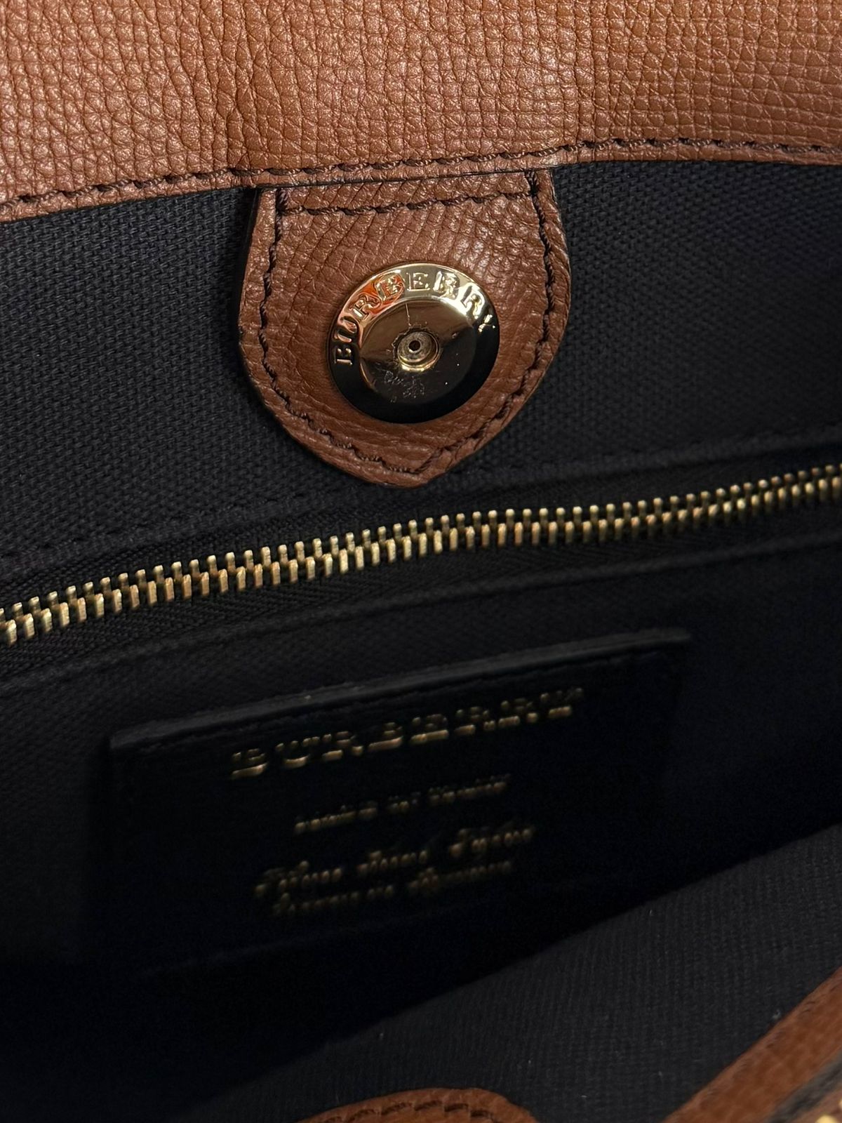 BURBERRY MEDIUM BANNER HOUSE CHECK CALFSKIN LEATHER TOTE BAG