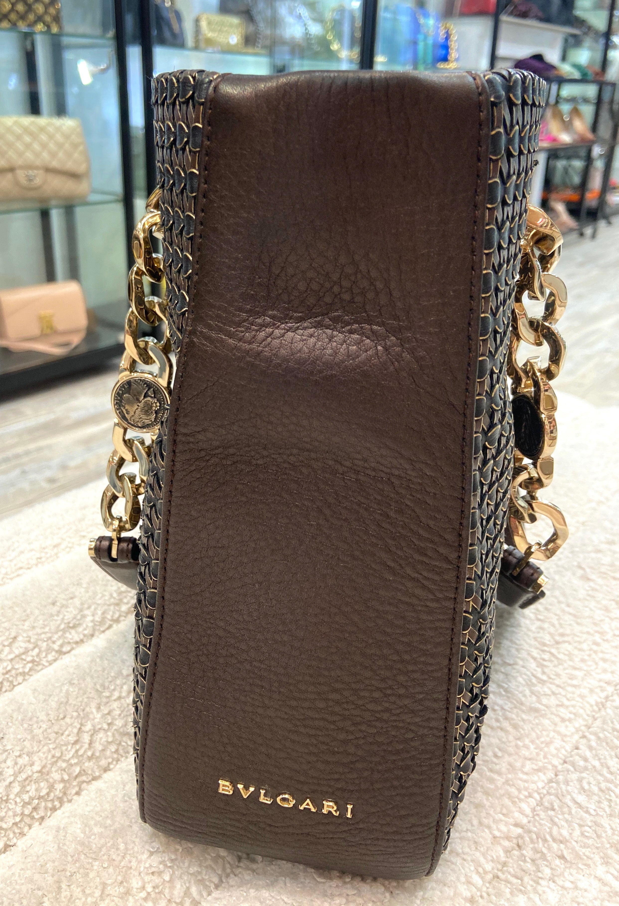 BVLGARI MONETE LEATHER TOTE BAG