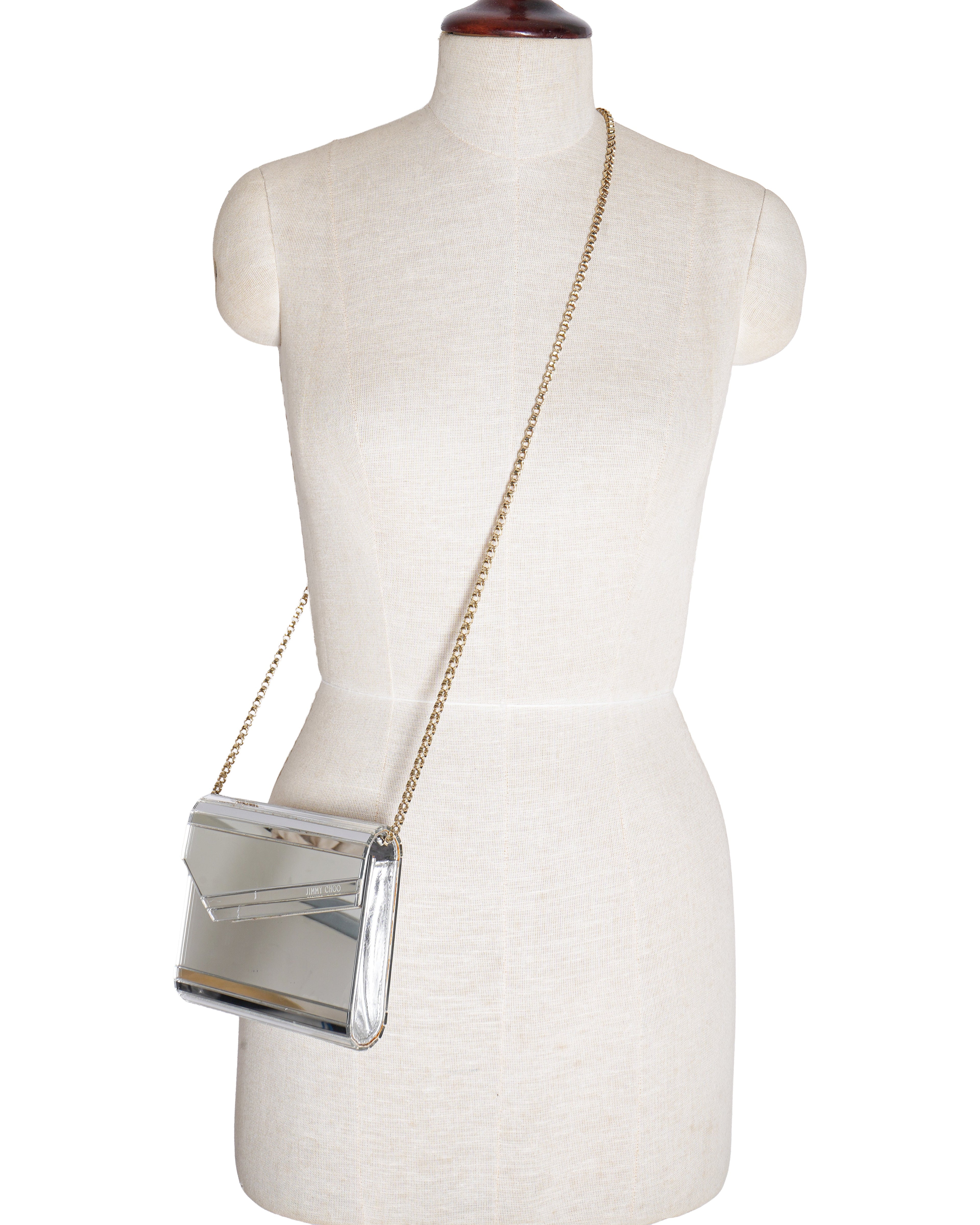 Jimmy Choo Acrylic Crossbody Bag In Silver Tone